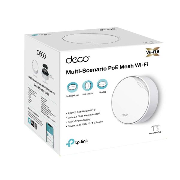 TP-Link DECO X50-POE(1-PACK) mesh-wifi-systeem Dual-band (2.4 GHz / 5 GHz) Wi-Fi 6 (802.11ax) Wit 3 Intern (DECO X50-POE(1-PACK))
