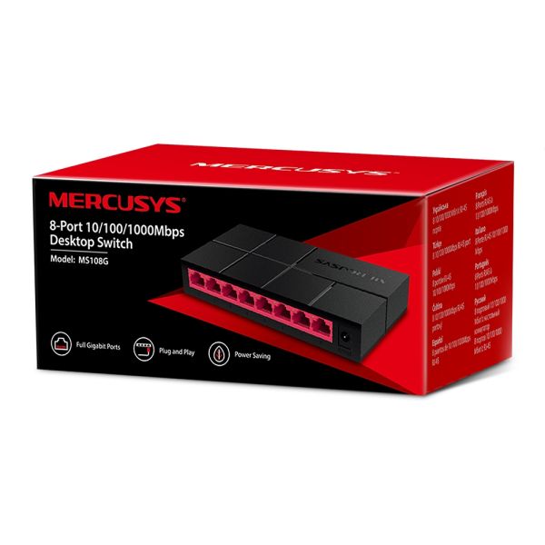 TP-Link MERCUSYS MS108G 8-port 10/100/1000M mini Desktop Switch, 8 10/100/1000M RJ45 ports, Plasti (MS108G)