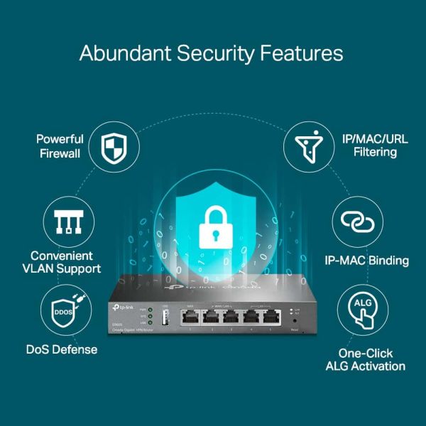 TP-Link ER605 v2 bedrade router Gigabit Ethernet Zwart (TL-R605)