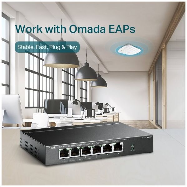 TP-Link TL-SF1006P netwerk-switch Unmanaged Fast Ethernet (10/100) Power over Ethernet (PoE) Zwart (TL-SF1006P)