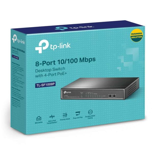 TP-Link TL-SF1008P Unmanaged Fast Ethernet (10/100) Power over Ethernet (PoE) Zwart (TL-SF1008P)