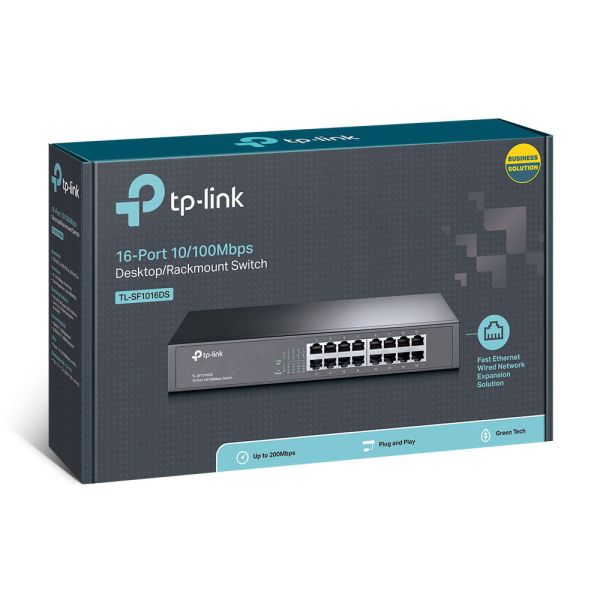 TP-Link TL-SF1016DS netwerk-switch Unmanaged Fast Ethernet (10/100) 1U Zwart (TL-SF1016DS)