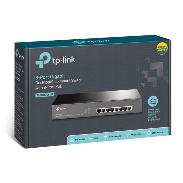 TP-Link TL-SG1008MP Unmanaged Gigabit Ethernet (10/100/1000) Power over Ethernet (PoE) 1U Zwart (TL-SG1008MP)