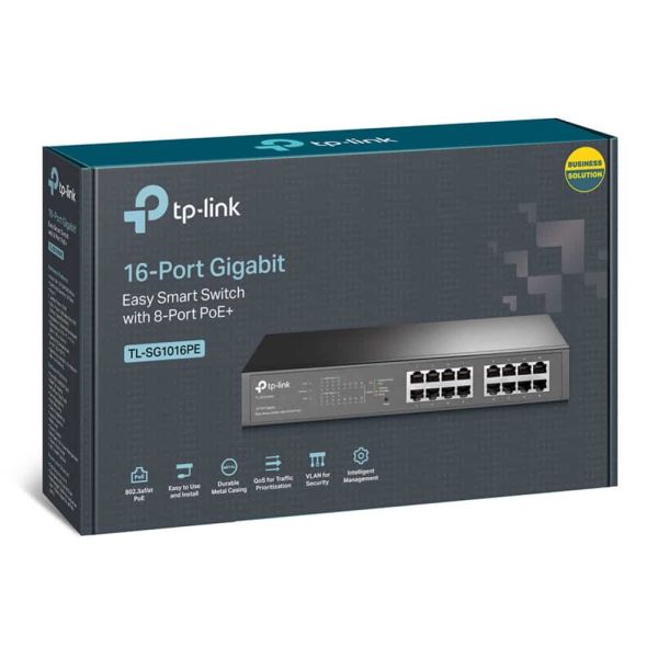 TP-Link TL-SG1016PE Managed L2 Gigabit Ethernet (10/100/1000) Power over Ethernet (PoE) 1U Zwart (TL-SG1016PE)