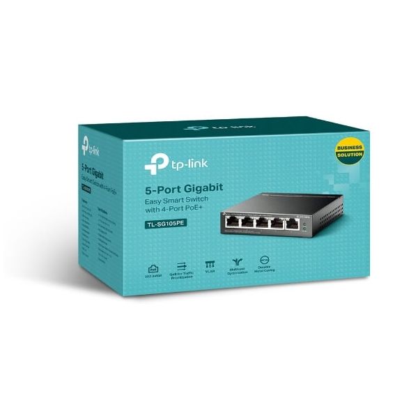 TP-Link TL-SG105PE netwerk-switch Managed L2 Gigabit Ethernet (10/100/1000) Power over Ethernet (PoE) Zwart (TL-SG105PE)