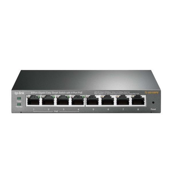 TP-Link TL-SG108PE Managed L2 Gigabit Ethernet (10/100/1000) Power over Ethernet (PoE) Zwart (TL-SG108PE)