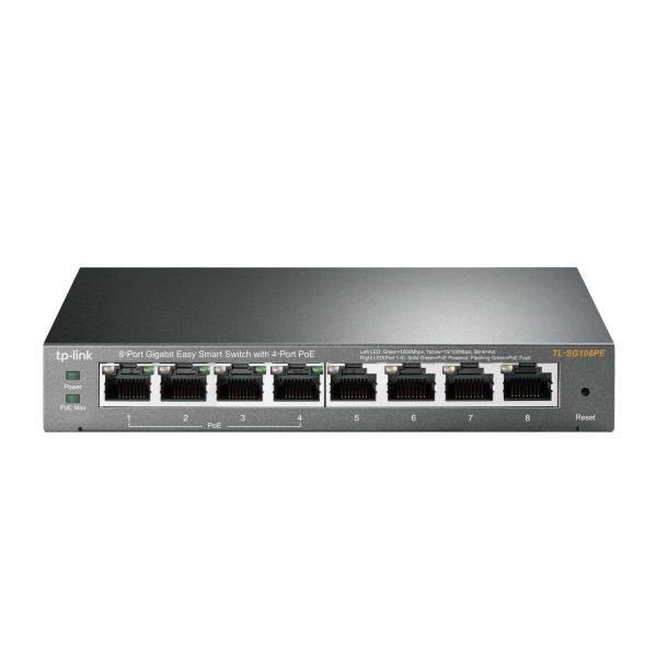 TP-Link TL-SG108PE Managed L2 Gigabit Ethernet (10/100/1000) Power over Ethernet (PoE) Zwart (TL-SG108PE)