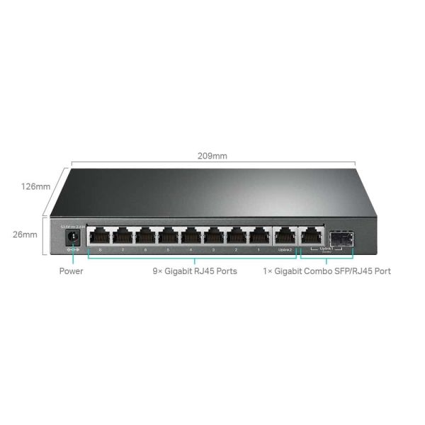 TP-Link TL-SG1210MPE netwerk-switch Managed L2 Gigabit Ethernet (10/100/1000) Power over Ethernet (PoE) Zwart (TL-SG1210MPE)