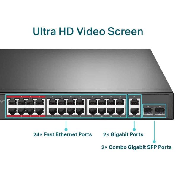 TP-Link TL-SL1226P Unmanaged Gigabit Ethernet (10/100/1000) Power over Ethernet (PoE) 1U Grijs (TL-SL1226P)
