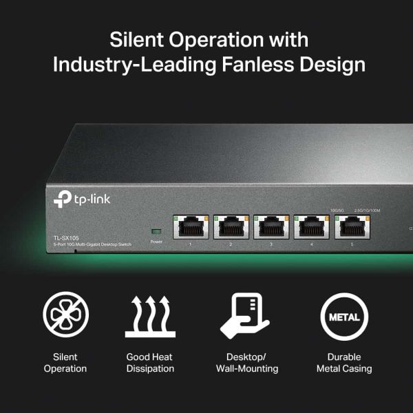 TP-Link TL-SX105 netwerk-switch Unmanaged 10G Ethernet (100/1000/10000) Zwart (TL-SX105)