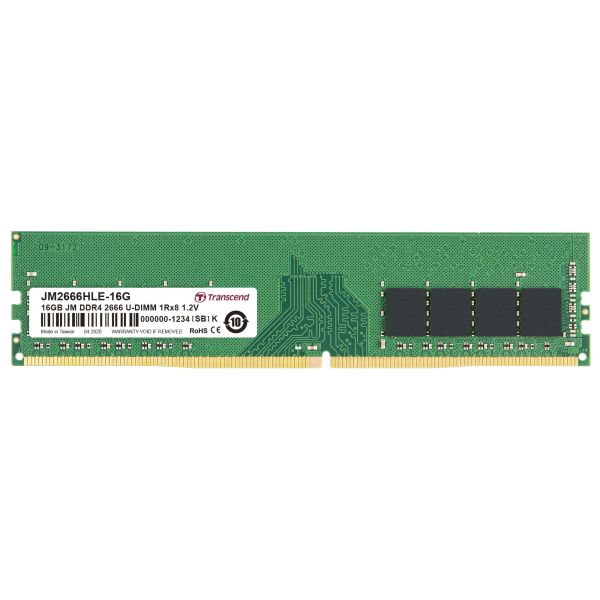 Transcend JetRam JM2666HLE-16G geheugenmodule 16 GB 1 x 8 GB DDR4 2666 MHz (JM2666HLE-16G)