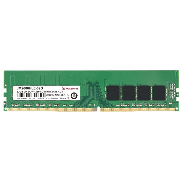 Transcend JetRam JM2666HLE-32G geheugenmodule 32 GB 2 x 8 GB DDR4 2666 MHz (JM2666HLE-32G)