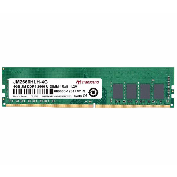 Transcend JM2666HLH-4G geheugenmodule 4 GB 1 x 4 GB DDR4 2666 MHz (JM2666HLH-4G) Transcend JM2666HLH-4G geheugenmodule 4 GB 1 x 4 GB DDR4 2666 MHz (JM2666HLH-4G)