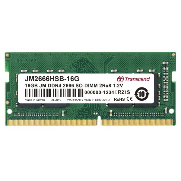Transcend JetRam JM2666HSB-16G geheugenmodule 16 GB 1 x 16 GB DDR4 2666 MHz (JM2666HSB-16G)