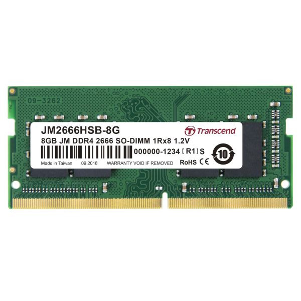 Transcend JM2666HSB-8G geheugenmodule 8 GB 1 x 8 GB DDR4 2666 MHz (JM2666HSB-8G)