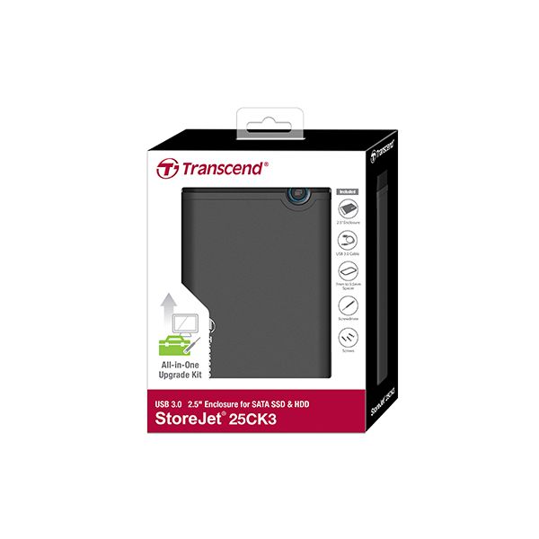 Transcend TS0GSJ25CK3 behuizing voor opslagstations HDD-/SSD-behuizing Grijs 2.5 (TS0GSJ25CK3)