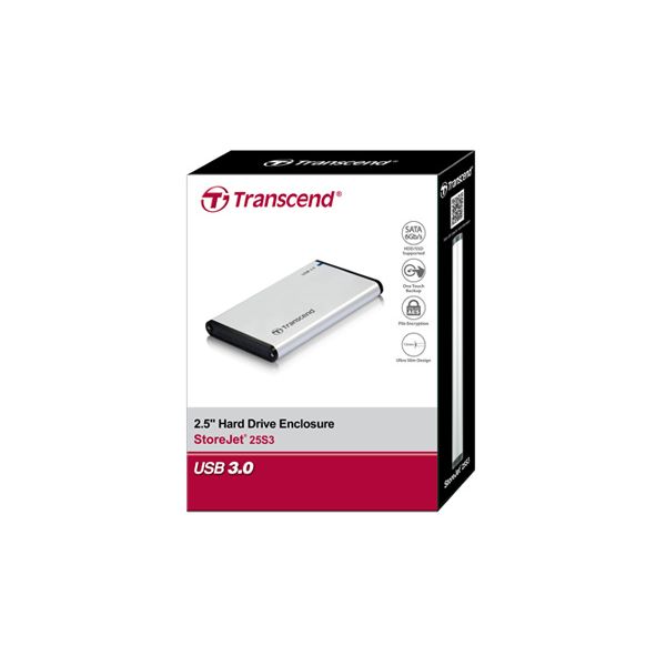 Transcend StoreJet 25S3 HDD-/SSD-behuizing Zilver 2.5" Stroomvoorziening via USB (TS0GSJ25S3)