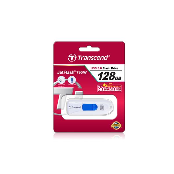 Transcend JetFlash 790 128GB USB flash drive USB Type-A 3.2 Gen 1 (3.1 Gen 1) Wit (TS128GJF790W)