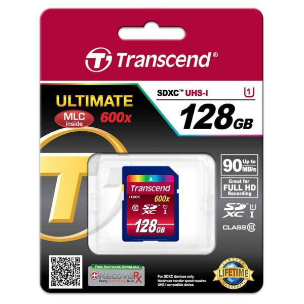 Transcend TS128GSDXC10U1 flashgeheugen 128 GB SDXC MLC Klasse 10 (TS128GSDXC10U1) Transcend TS128GSDXC10U1 flashgeheugen 128 GB SDXC MLC Klasse 10 (TS128GSDXC10U1)