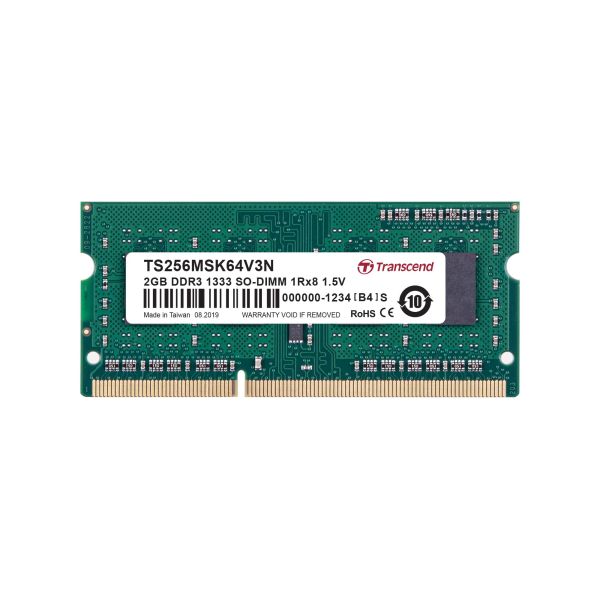 Transcend 2GB DDR3 SODIMM geheugenmodule 1 x 8 GB 1333 MHz (TS256MSK64V3N)