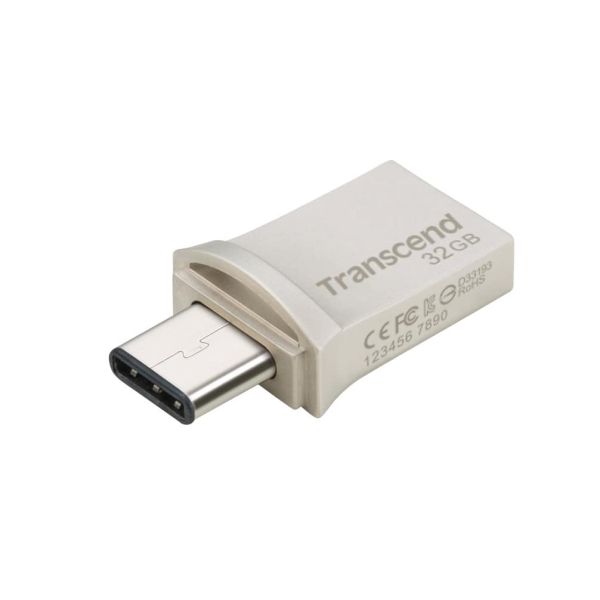 Transcend JetFlash 890 32GB USB flash drive USB Type-A / USB Type-C 3.2 Gen 1 (3.1 Gen 1) Zwart, Zilver (TS32GJF890S)