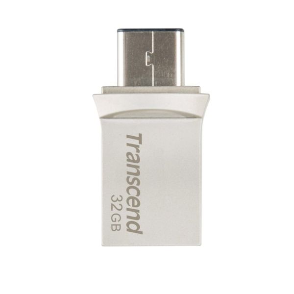 Transcend JetFlash 890 32GB USB flash drive USB Type-A / USB Type-C 3.2 Gen 1 (3.1 Gen 1) Zwart, Zilver (TS32GJF890S)