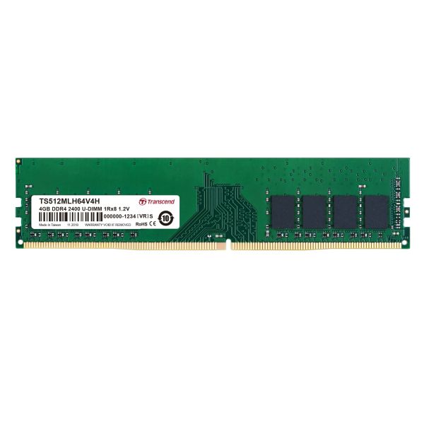 Transcend TS512MLH64V4H geheugenmodule 4 GB 1 x 8 GB DDR4 2400 MHz (TS512MLH64V4H)