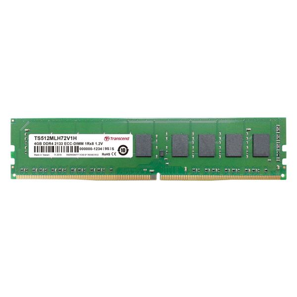 Transcend TS512MLH72V1H geheugenmodule 4 GB 1 x 8 GB DDR4 2133 MHz ECC (TS512MLH72V1H)