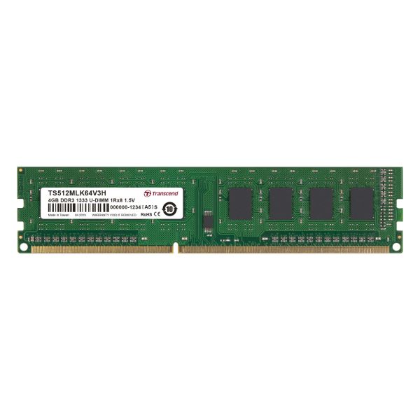Transcend 4GB DDR3 1333 geheugenmodule 1 x 8 GB 1333 MHz (TS512MLK64V3H)