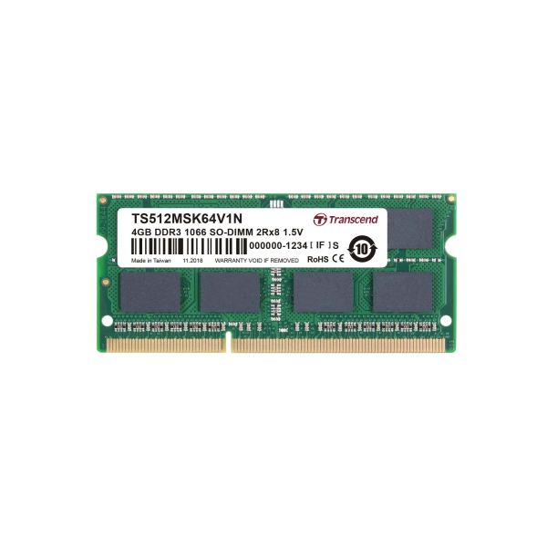 Transcend 4GB DDR3 204-pin SO-DIMM Kit geheugenmodule 2 x 8 GB 1066 MHz (TS512MSK64V1N)