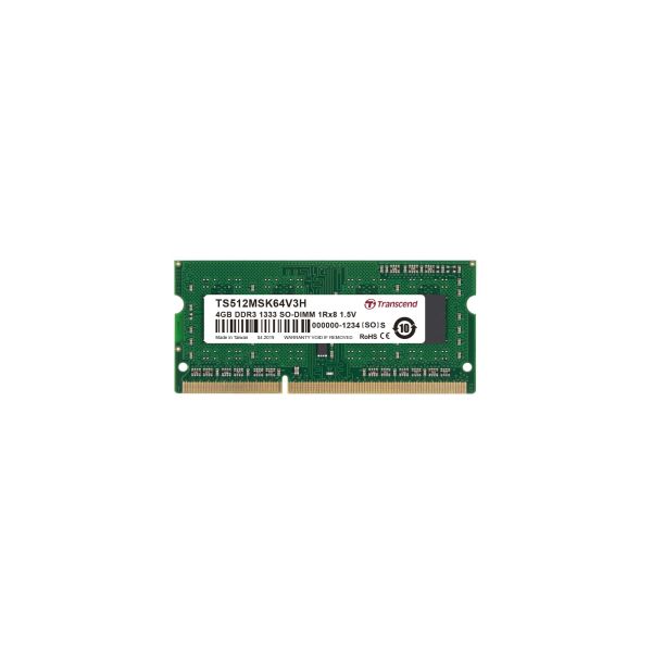 Transcend 4GB DDR3 1333 geheugenmodule 1 x 8 GB 1333 MHz (TS512MSK64V3H)
