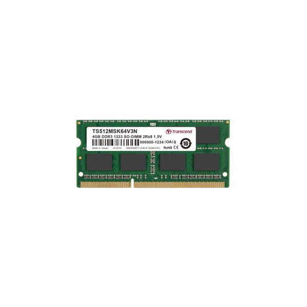 Transcend TS512MSK64V3N geheugenmodule 4 GB 2 x 8 GB DDR3 1333 MHz (TS512MSK64V3N)
