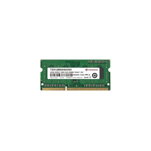 Transcend 4GB DDR3-1600 geheugenmodule 1 x 8 GB 1600 MHz (TS512MSK64V6H)