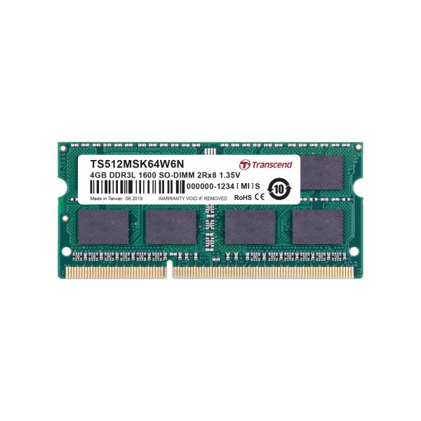 Transcend 4GB, 1600MHz, SO-DIMM geheugenmodule 2 x 8 GB DDR3 (TS512MSK64W6N)