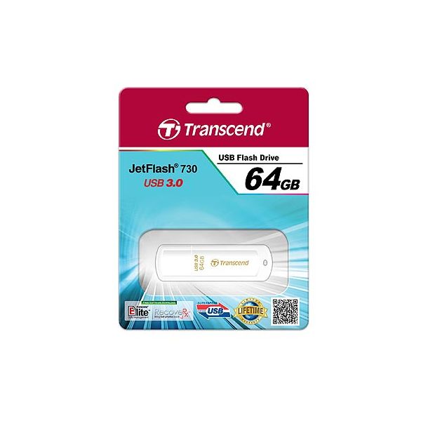 Transcend JetFlash 730 64GB USB 3.0 USB flash drive USB Type-A 3.2 Gen 1 (3.1 Gen 1) Wit (TS64GJF730)