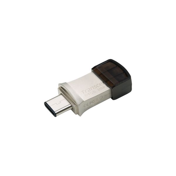 Transcend JetFlash 890 64GB USB flash drive USB Type-A / USB Type-C 3.2 Gen 1 (3.1 Gen 1) Zwart, Zilver (TS64GJF890S)