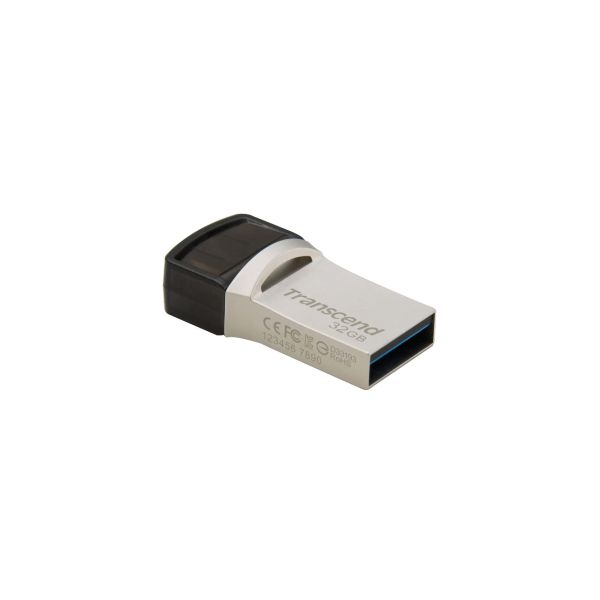 Transcend JetFlash 890 64GB USB flash drive USB Type-A / USB Type-C 3.2 Gen 1 (3.1 Gen 1) Zwart, Zilver (TS64GJF890S)