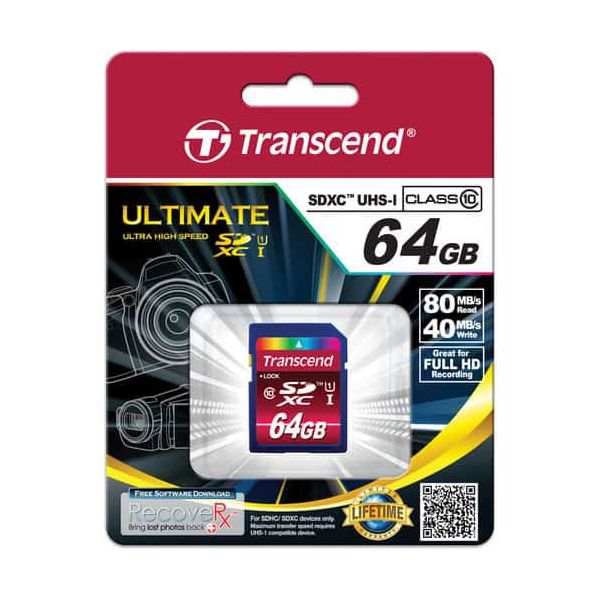 Transcend TS64GSDXC10U1 flashgeheugen 64 GB SDXC MLC Klasse 10 (TS64GSDXC10U1) Transcend TS64GSDXC10U1 flashgeheugen 64 GB SDXC MLC Klasse 10 (TS64GSDXC10U1)
