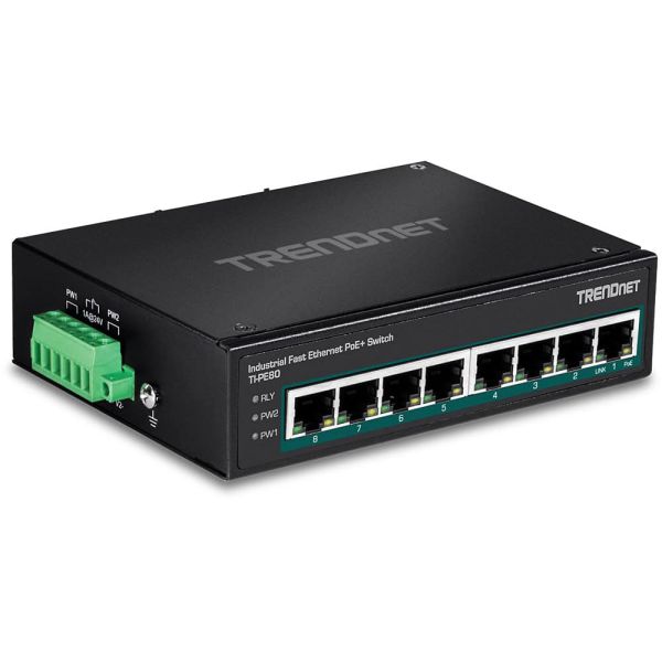 Trendnet TI-PE80 netwerk-switch Unmanaged Fast Ethernet (10/100) Power over Ethernet (PoE) Zwart (TI-PE80)