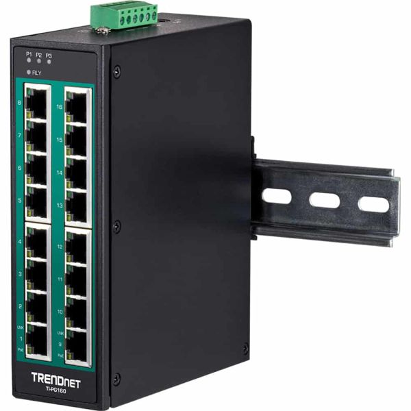 Trendnet TI-PG160 netwerk-switch Unmanaged Gigabit Ethernet (10/100/1000) Power over Ethernet (PoE) Zwart (TI-PG160)