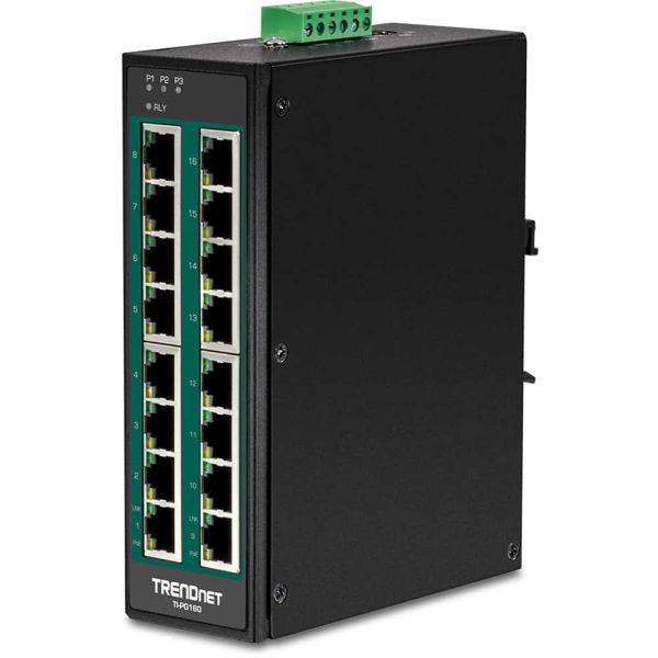 Trendnet TI-PG160 netwerk-switch Unmanaged Gigabit Ethernet (10/100/1000) Power over Ethernet (PoE) Zwart (TI-PG160)
