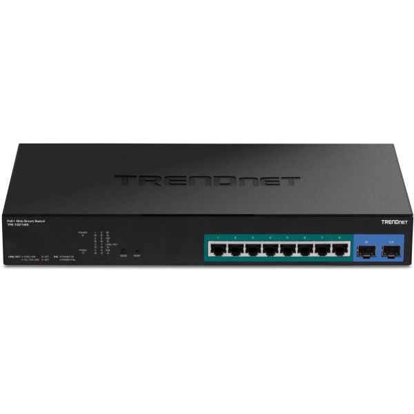 TRENDnet TPE-1021WS - Switch - Smart - 8 x 10/100/1000 (PoE+) + 2 x 10/100/1000/SFP - Desktop, an Rack montierbar - PoE+ (130 W) (TPE-1021WS)