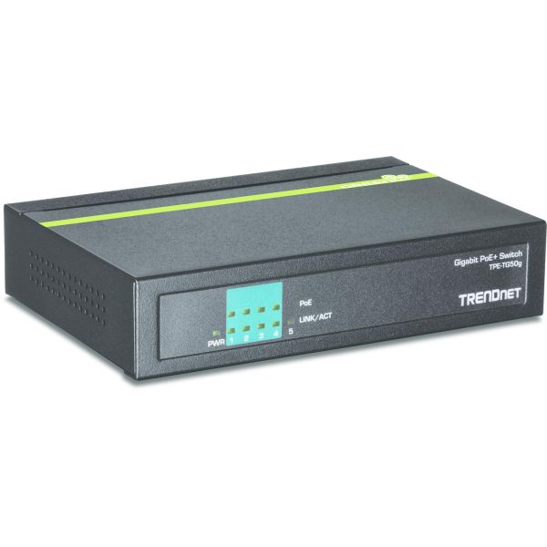 Trendnet TPE-TG50g Unmanaged Gigabit Ethernet (10/100/1000) Power over Ethernet (PoE) Zwart (TPE-TG50G) Trendnet TPE-TG50g Unmanaged Gigabit Ethernet (10/100/1000) Power over Ethernet (PoE) Zwart (TPE-TG50G)