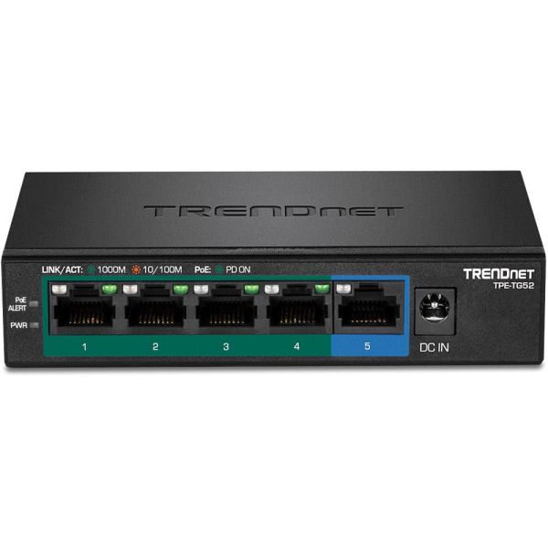Trendnet TPE-TG52 netwerk-switch Unmanaged Gigabit Ethernet (10/100/1000) Power over Ethernet (PoE) Zwart (TPE-TG52)