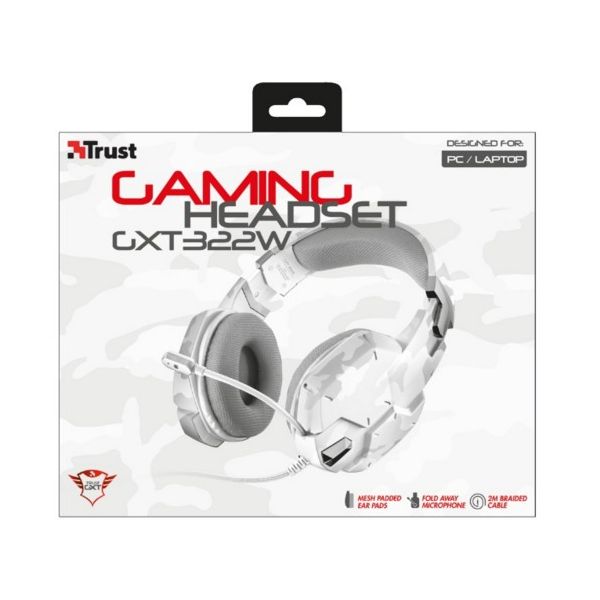 Trust GXT 322W Carus - Gaming Headset voor PS4 en PC - Wit/Grijs Camouflage (20864)