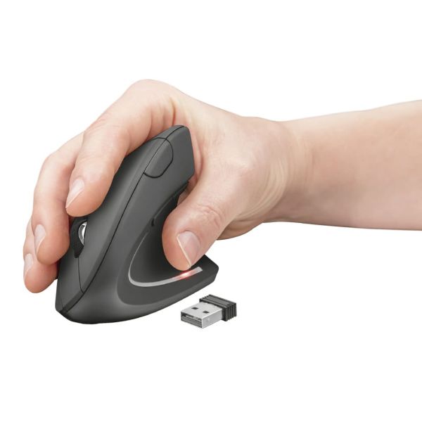 Trust Verto | Ergonomische Muis | DRAADLOZE | Verticaal | Grijs (22879)