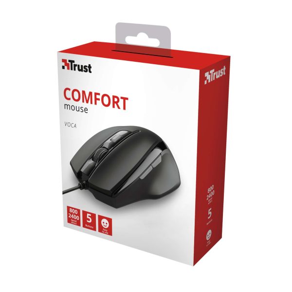 Trust Voca Comfortabele muis – bedrade muis – Zwart (23650)