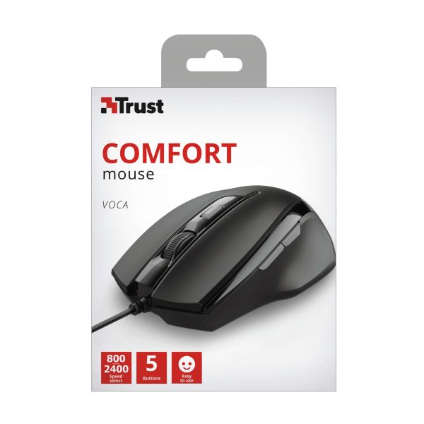 Trust Voca Comfortabele muis – bedrade muis – Zwart (23650)
