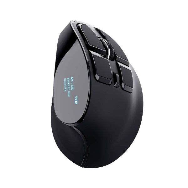 Trust Voxx Draadloze oplaadbare ergonomische muis – Ergonomische muis – Draadloze muis – Oplaadbare muis – LED‑display – Zwart (23731) Trust Voxx Draadloze oplaadbare ergonomische muis – Ergonomische muis – Draadloze muis – Oplaadbare muis – LED‑display – Zwart (23731)