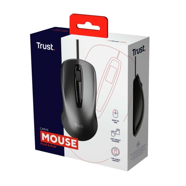 Trust Carve Bekabelde Optische Muis - muis – bedrade USB‑muis – zwart (23733)